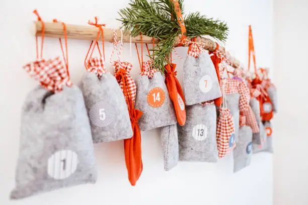 Advent Calendar with little festive bags setting up a Christmas mood.