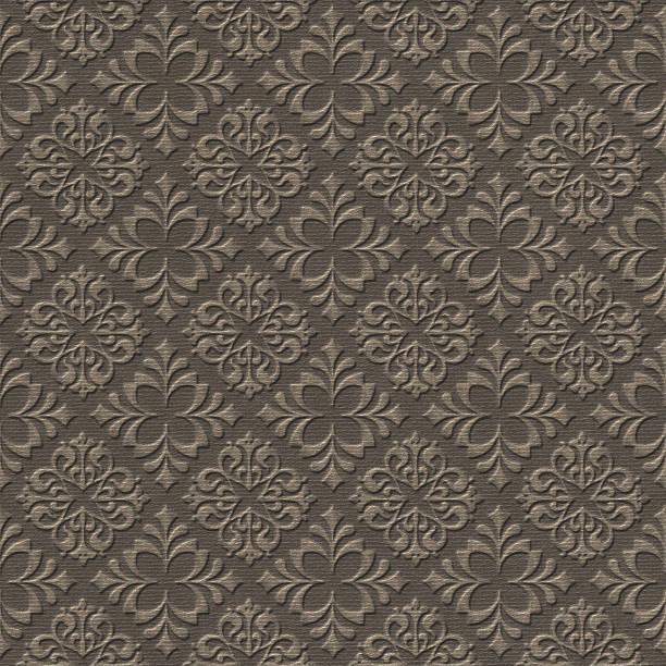 istock Embossed flowers pattern on paper background, seamless texture, press paper, 3d illustration 1288647930