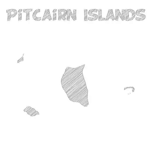 Vector illustration of Pitcairn Islands map hand drawn on white background