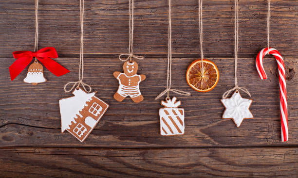 istock Christmas gingerbread cookies on wood rustic background 1288651483