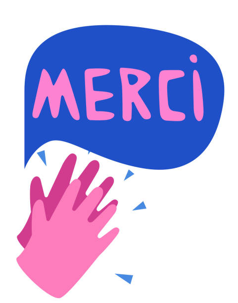 Merci with clapping hands vector art illustration