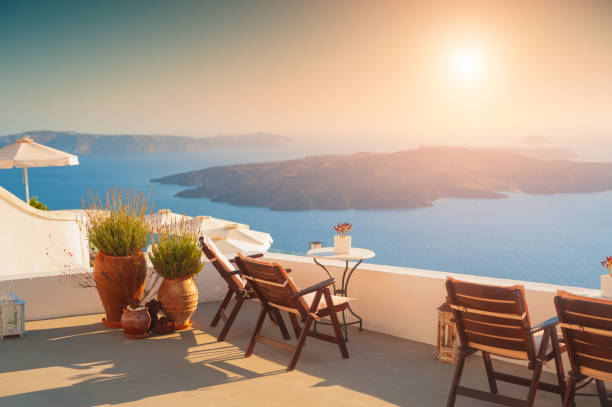 istock Beautiful sunset at Santorini island, Greece. 1288658600