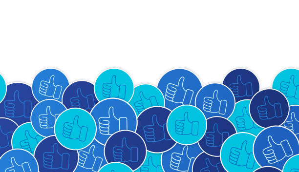 Social Media Engagement Thumbs Up Background Social media thumbs up like background symbols. admiration stock illustrations