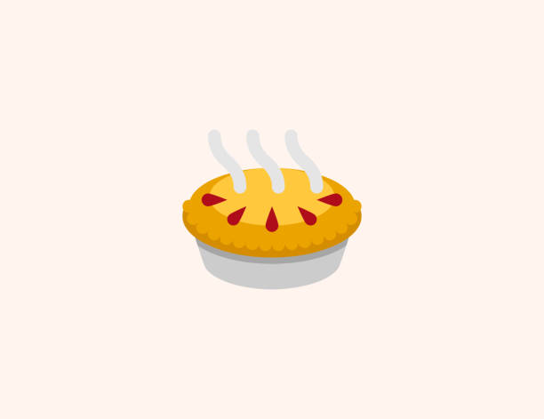 파이 벡터 아이콘입니다. 고립 된 애플 파이 달콤한 디저트 플랫 컬러 기호 - 벡터 - pie baked food pumpkin pie stock illustrations