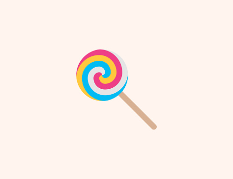 Lollipop vector icon. Isolated Lollipop sucker flat colored symbol - Vector