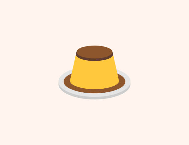 illustrations, cliparts, dessins animés et icônes de icône de vecteur de caramel de crème. crème anglaise isolée, pudding, flan tart dessert plat symbole coloré - vector - custard