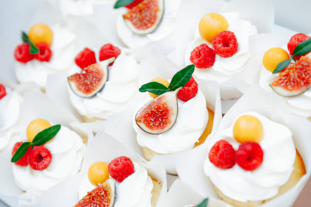 istock fruit cupcakes festive dessert, close-up view 1288663168