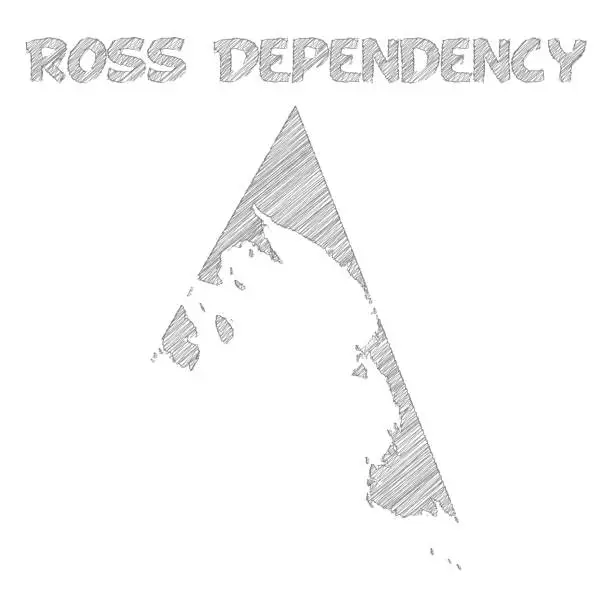 Vector illustration of Ross Dependency map hand drawn on white background