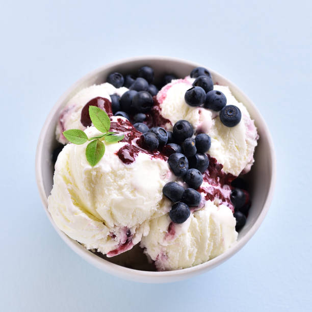 istock Close up view of blueberry ice cream 1288666088