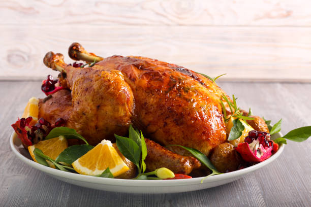 istock Roast whole chicken served on plate 1288666114