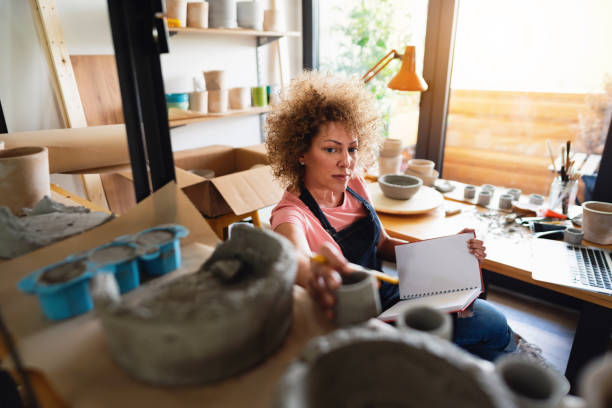 istock Middle age woman working in her pottery studio 1288667000