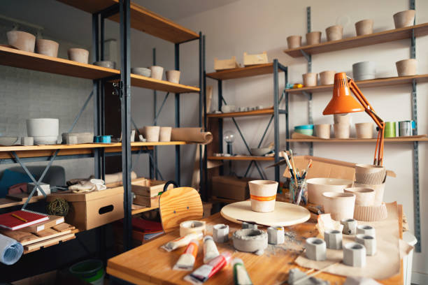 istock Interior of a small business pottery studio 1288667178