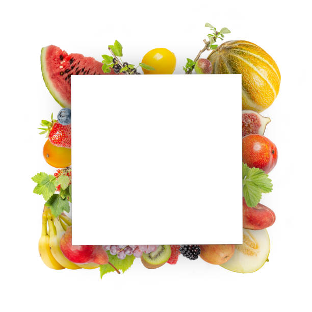 istock Healthy fresh fruit shot from above with copy space in the center 1288667301