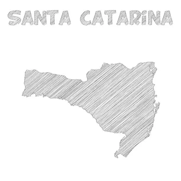 Vector illustration of Santa Catarina map hand drawn on white background