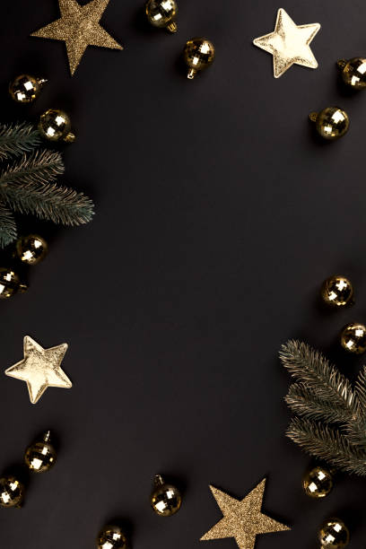istock Christmas composition golden traditional decorations for the New Year 1288673956