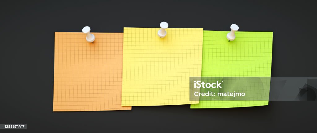 Note Message Empty Three Empty Message Notes Side By Side With Copy Space Pinned To A Dark ...