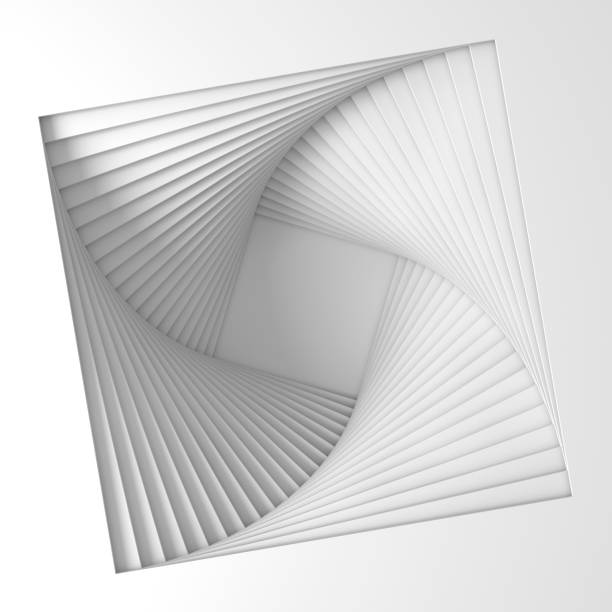 istock Abstract three-dimensional minimal white light texture of a set of straight square borders of steps that spiral. 3D illustration 1288674424