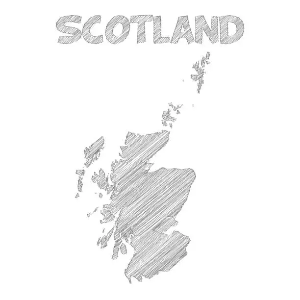 Vector illustration of Scotland map hand drawn on white background