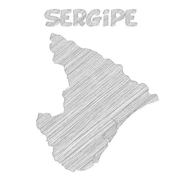 Vector illustration of Sergipe map hand drawn on white background