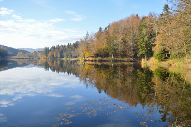 istock Lake Trakoscan at autumn, reflection in calm water 1288676717