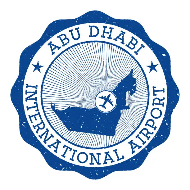 Vector illustration of Abu Dhabi International Airport stamp.