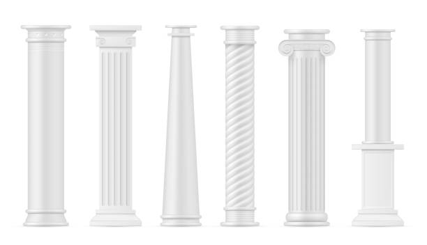 アンティークコラム白リアルセット。柱。モニュメント、首都、台座が立っています。 - column pedestal greek culture three dimensional shape点のイラスト素材／クリップアート素材／マンガ素材／アイコン素材