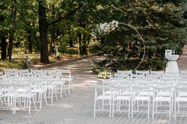 istock wedding ceremony area with a circular arch 1288689717