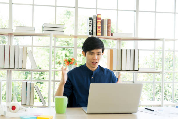 istock Social media influencer and business man work from home by laptop computer 1288694544