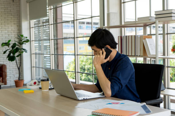 istock Social media influencer and business man work from home by laptop computer 1288694549