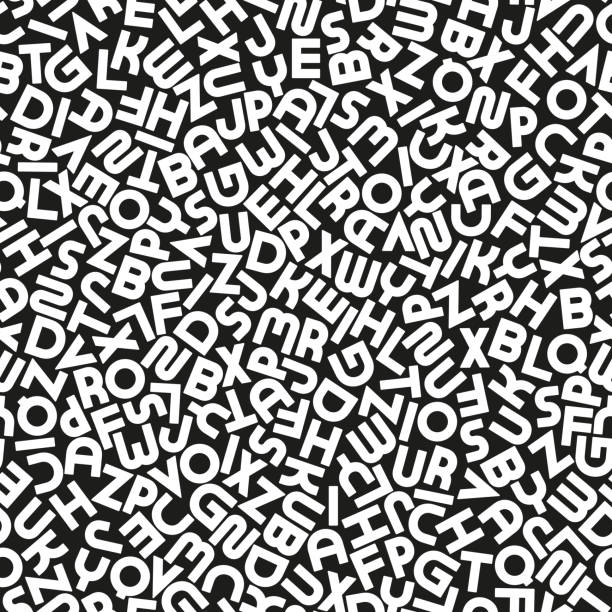 istock Vector seamless alphabet pattern with mosaic latin letters. Black and white fashion design - repeatable trendy background 1288700801