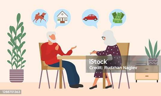 istock Old man and woman write a testament 1288701363