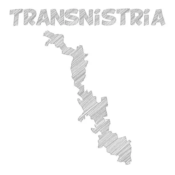 Vector illustration of Transnistria map hand drawn on white background