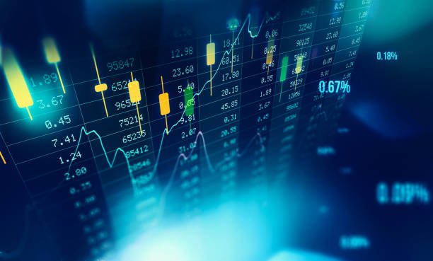 grafico finanza ed economia per la visualizzazione trading in valute euro in oro dollaro - finanza ed economia foto e immagini stock