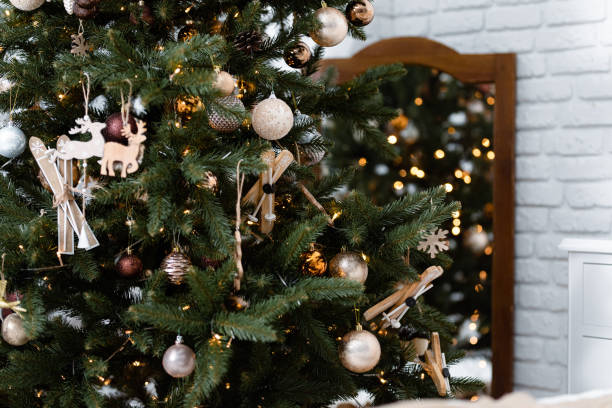 istock Christmas and New Year decorations with lights. Concept and background. 1288706075