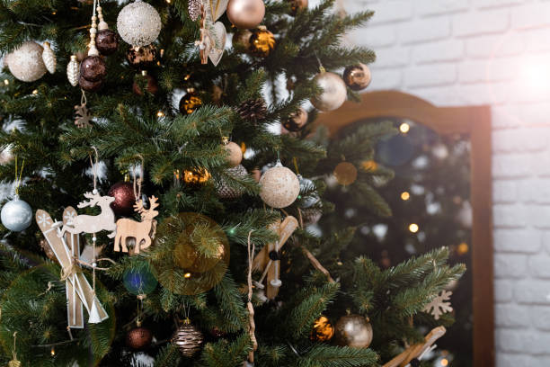 istock Christmas and New Year decorations with lights. Concept and background. 1288707516