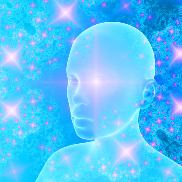 istock concept of soul or consciousness, knowing yourself, overmind, colored human model, 3d render 1288711598