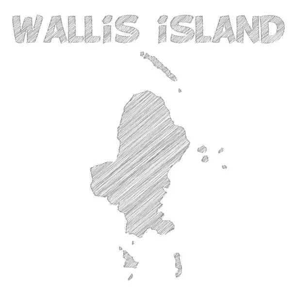 Vector illustration of Wallis island map hand drawn on white background