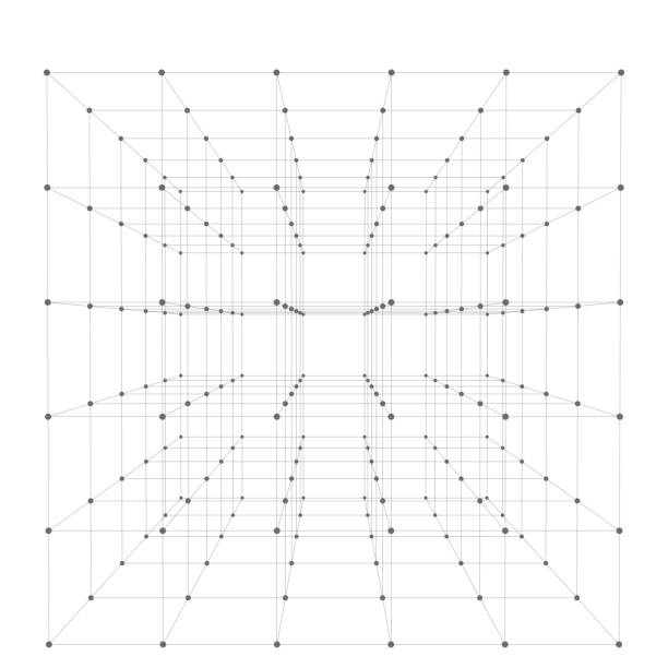 5x5x5 = 125の小さな立方体のワイヤーフレーム。視点付き。 - ワイヤーフレーム作成点のイラスト素材／クリップアート素材／マンガ素材／アイコン素材