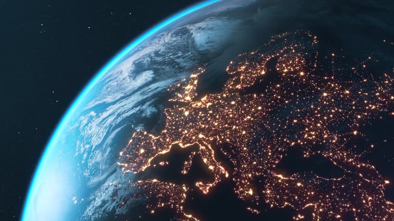 High quality 3D rendered video, made from ultra high res 20k textures by NASA: https://visibleearth.nasa.gov/images/55167/earths-city-lights, https://visibleearth.nasa.gov/images/73934/topography, https://visibleearth.nasa.gov/images/57747/blue-marble-clouds/77558l