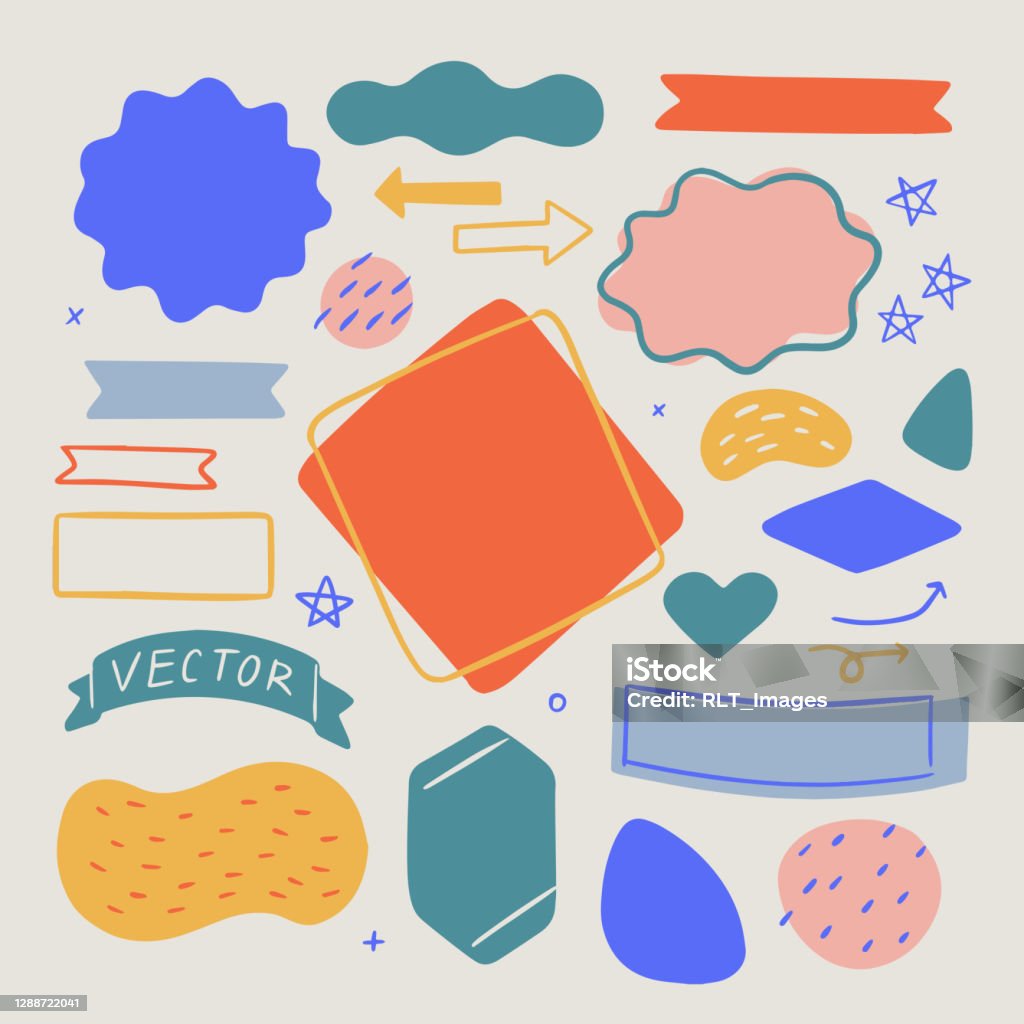 Set of abstract organic shapes and textures for design layouts — hand-drawn vector elements - Royalty-free Forma arte vetorial