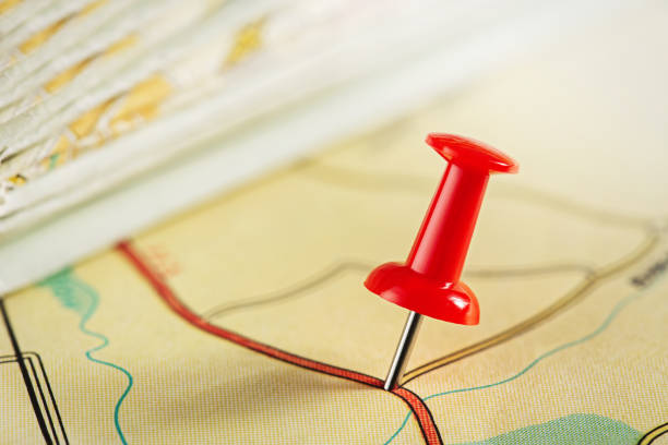 istock Pushpin on map. Travel and journey concept. 1288724918