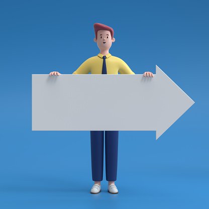 Cartoon characters holding an empty white placard for insert a concept.3d rendering,conceptual image.