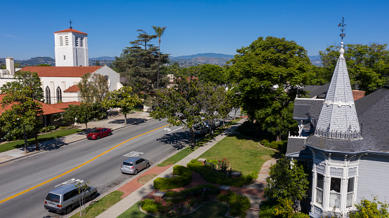 Day time view of the historic district of Tustin, California, USA.