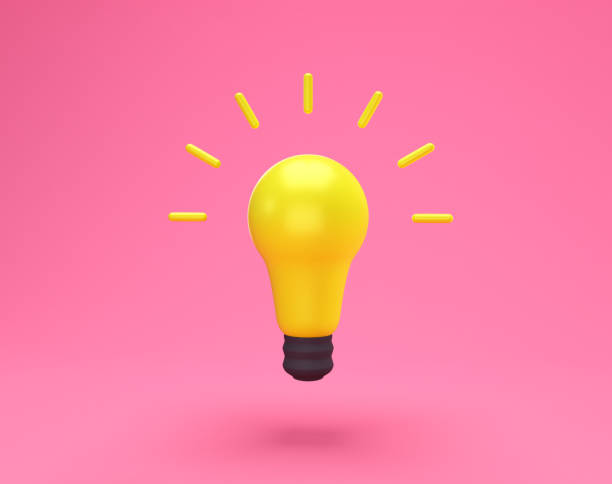 istock Light bulb idea creative concept. Minimal concept idea of yellow light bulb isolated on pink background with copy space for text. 3D rendering. 1288729814