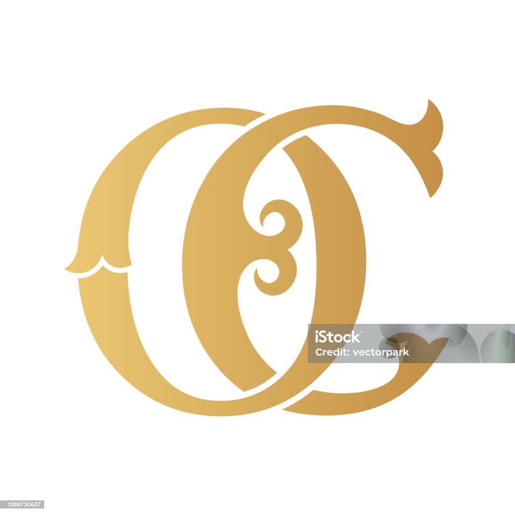 Ocf Monogram Golden Oc Monogram Isolated In White Elegant Monogram Design Stock ...