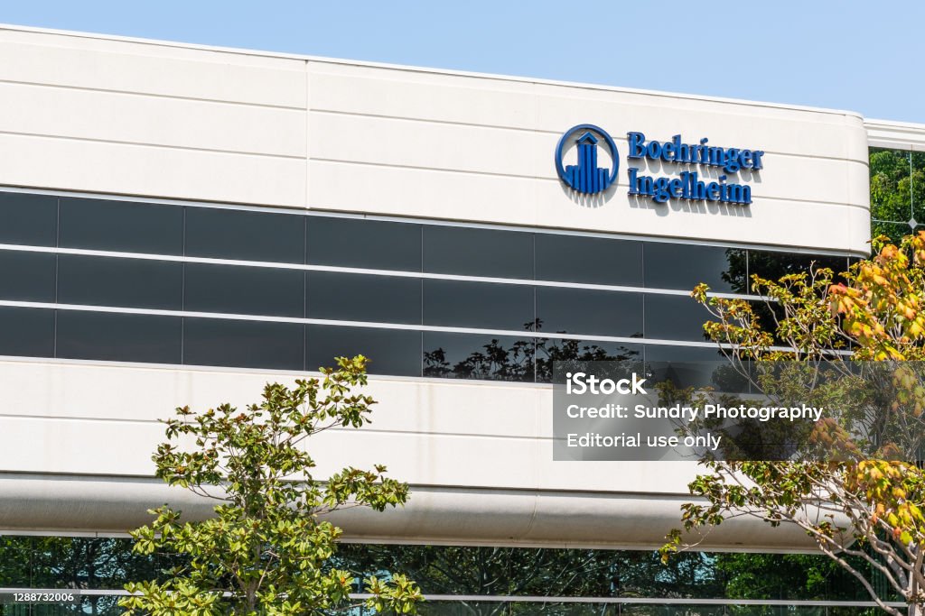 Boehringer Ingelheim headquarters in Silicon Valley Sep 17, 2020 Fremont / CA / USA - Boehringer Ingelheim headquarters in Silicon Valley; Boehringer Ingelheim Group is one of the world's largest pharmaceutical companies, and the largest private one Advertisement Stock Photo