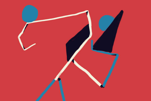 istock Balanced forms and Abstract Shapes with red and blue. Abstract Modernism Painting with Volume. Bauhaus and Kandinsky vibe. For Print and Poster. Isolated on Red 1288741366