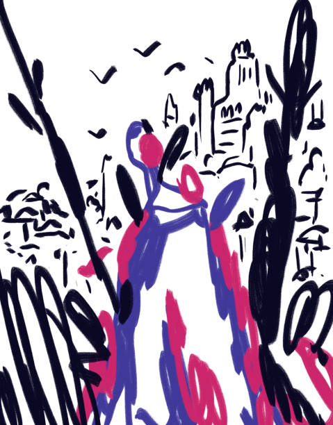 istock Abstract Sketch with City and Person. Expressionism art. Hand Drawn for print and poster 1288742306