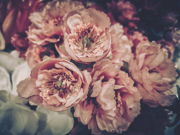 istock Beautiful Artificial Flowers Background, Vintage style; 1288743229