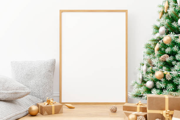istock Photoframe mockup  with christmas tree and decoration. 1288752539